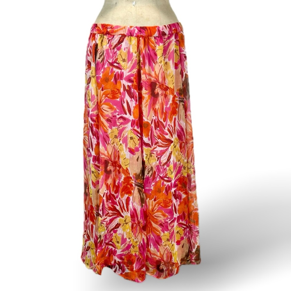 VINTAGE bold tropical‎ floral skirt long maxi flowy airy Chadwick’s 90s resort